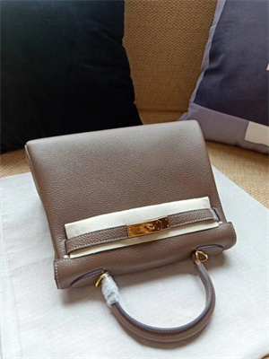 Kelly Retourne Bag Calfskin Leather 25/28CM Gold/Silver Hardware In Etoupe Color