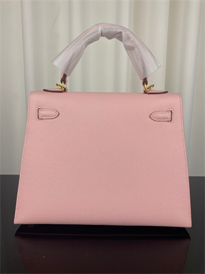 Kelly Sellier Bag Epsom Leather 25/28CM Gold/Silver Hardware In Rose Sakura Color HS