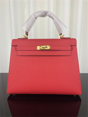 Kelly Sellier Bag Epsom Leather 25/28CM Gold/Silver Hardware In Red Color HS