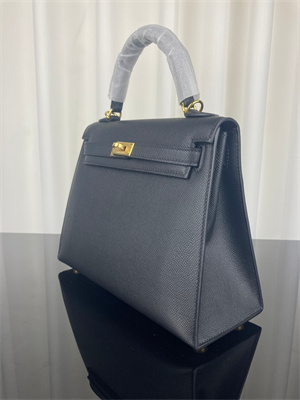 Kelly Sellier Bag Epsom Leather 25/28CM Gold/Silver Hardware In Black Color HS