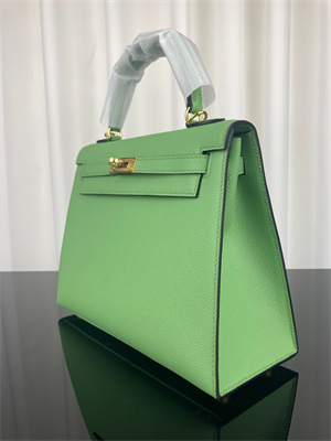 Kelly Sellier Bag Epsom Leather 25/28CM Gold/Silver Hardware In Vert Criquet Color HS