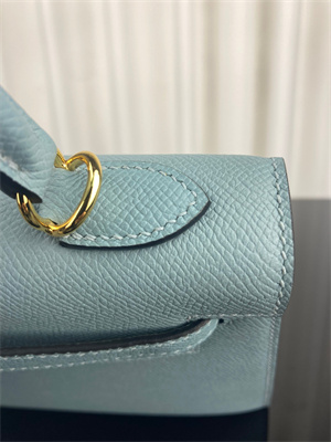 Kelly Sellier Bag Epsom Leather 25/28CM Gold/Silver Hardware In Azure Blue Color HS