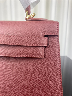 Kelly Sellier Bag Epsom Leather 25/28CM Gold/Silver Hardware In Burgundy Color HS