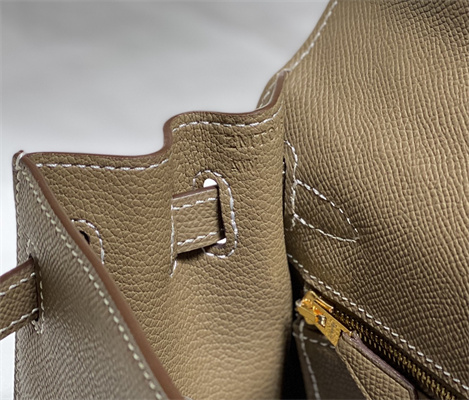 Kelly Sellier Bag Epsom Leather 25/28CM Gold/Silver Hardware In Etoupe Color