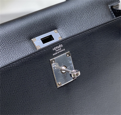 Kelly Sellier Bag Epsom Leather 25/28CM Gold/Silver Hardware In Black Color
