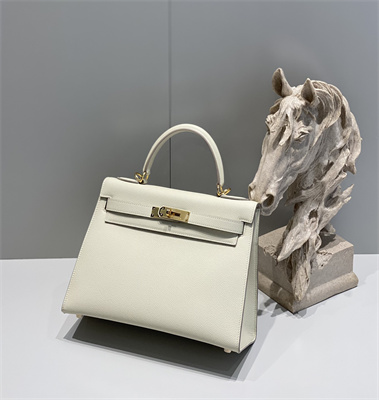 Kelly Sellier Bag Epsom Leather 25/28CM Gold/Silver Hardware In Craie Color