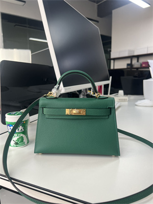 Kelly Mini II Bag Epsom Leather Gold/Silver Hardware In Malachite Color HS