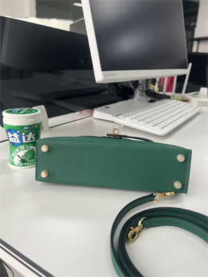 Kelly Mini II Bag Epsom Leather Gold/Silver Hardware In Malachite Color HS