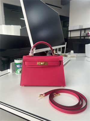 Kelly Mini II Bag Epsom Leather Gold/Silver Hardware In Rose Shocking Color HS