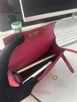 Kelly Mini II Bag Epsom Leather Gold/Silver Hardware In Rose Shocking Color HS