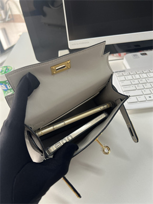 Kelly Mini II Bag Epsom Leather Gold/Silver Hardware In Gris Perle Color HS