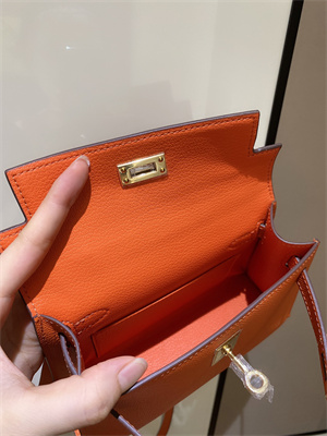 Kelly Mini II Bag Epsom Leather Gold/Silver hardware In Orange Color