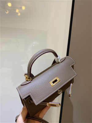 Kelly Mini II Bag Epsom Leather Gold/Silver hardware In Etoupe Color