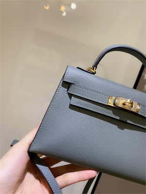 Kelly Mini II Bag Epsom Leather Gold/Silver hardware In Blue  Lin Color