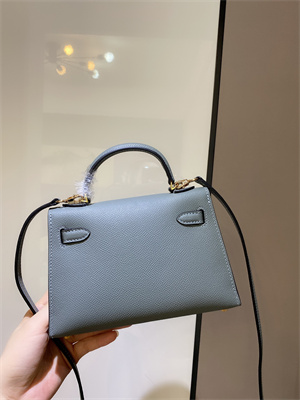 Kelly Mini II Bag Epsom Leather Gold/Silver hardware In Blue  Lin Color