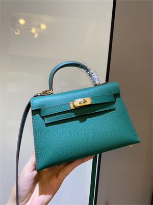 Kelly Mini II Bag Epsom Leather Gold/Silver hardware In Malachite Color