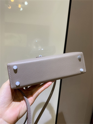 Kelly Mini II Bag Epsom Leather Gold/Silver hardware In Gris Asphalte Color