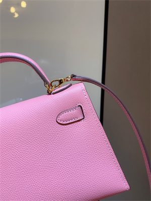 Kelly Mini II Bag Epsom Leather Gold/Silver hardware In Pink Color