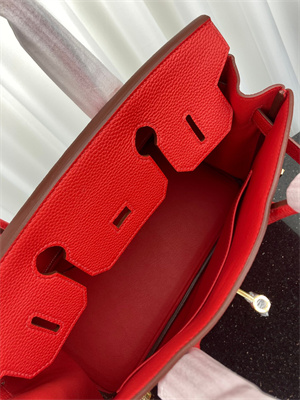 Bir.kin Bag TOGO Leather 25/30/35CM Gold/Silver Hardware In Red Color HS