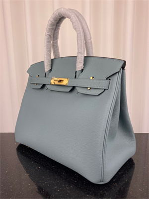 Bir.kin Bag TOGO Leather 25/30/35CM Gold/Silver Hardware In Azure Blue Color HS