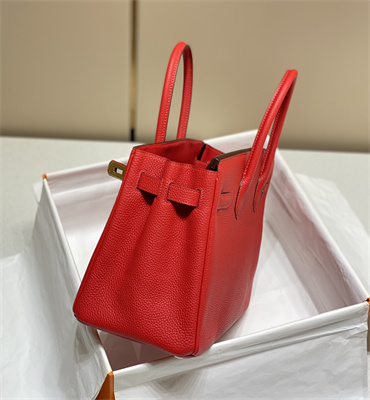 Bir.kin Bag Calfskin Leather 25/30/35CM Gold/Silver Hardware In Red Color