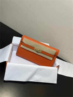 Kelly Classique To Go wallet Epsom Leather Gold Tone Metal In Orange Color HS