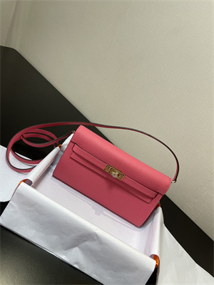 Kelly Classique To Go wallet Epsom Leather Gold Tone Metal In Rose Lipsur Color HS