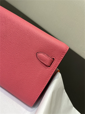 Kelly Classique To Go wallet Epsom Leather Silver Tone Metal In Rose Lipsur Color HS