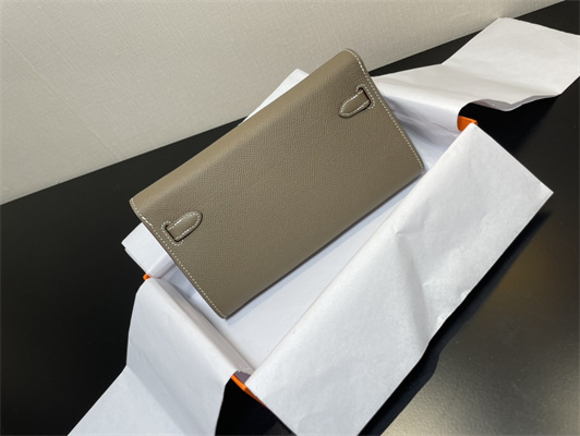 Kelly Classique To Go wallet Epsom Leather Gold Tone Metal In Etoupe Color  HS