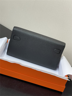 Kelly Classique To Go wallet Epsom Leather Gold Tone Metal In Black Color HS