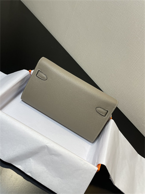 Kelly Classique To Go wallet Epsom Leather Gold Tone Metal In Gris Asphalte Color HS