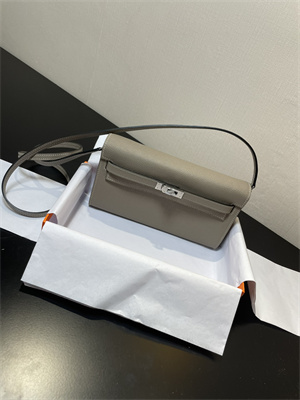 Kelly Classique To Go wallet Epsom Leather Silver Tone Metal In Gris Asphalte Color HS