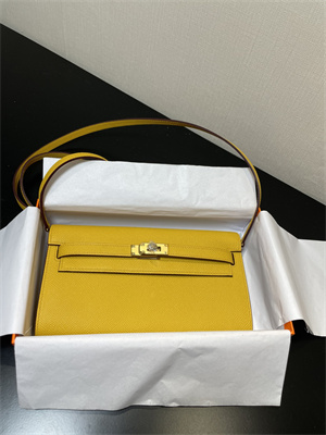 Kelly Classique To Go wallet Epsom Leather Gold Tone Metal In Jaune de Naples Color HS