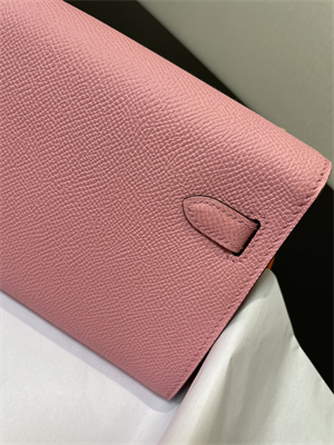 Kelly Classique To Go wallet Epsom Leather Gold Tone Metal In Rose Confetti Color HS