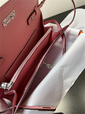 Kelly Classique To Go wallet Epsom Leather Silver Tone Metal In Rose Confetti Color HS