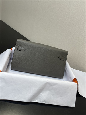 Kelly Classique To Go wallet Epsom Leather Gold Tone Metal In Etain Color HS