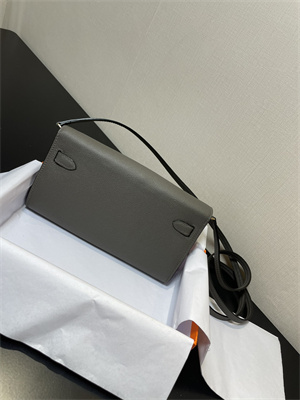 Kelly Classique To Go wallet Epsom Leather Gold Tone Metal In Etain Color HS