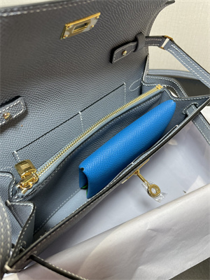 Kelly Classique To Go wallet Epsom Leather Gold Tone Metal In Blue Lin Color HS