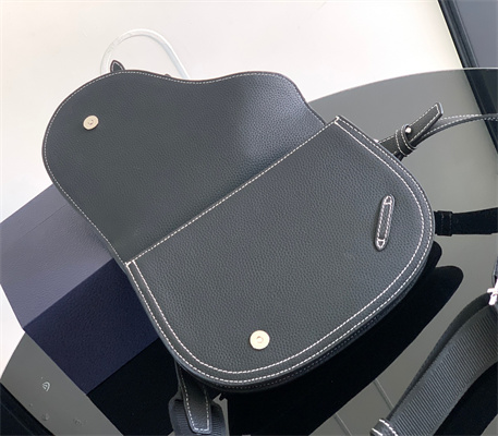 Di.or Saddle Pouch Black Grained Calfskin