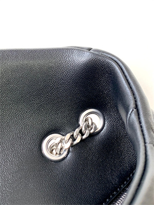 Y.S.L TOY PUFFER In Nappa Lambskin Silver Tone Metal Black Color