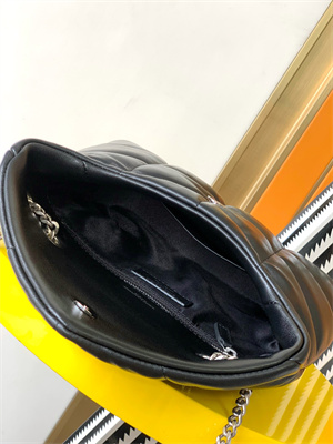 Y.S.L TOY PUFFER In Nappa Lambskin Silver Tone Metal Black Color