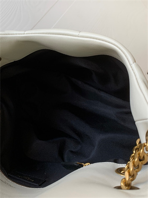 Y.S.L PUFFER MEDIUM In Nappa Lambskin Gold Tone Metal White Color