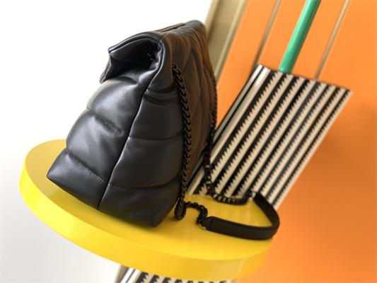 Y.S.L PUFFER MEDIUM In Nappa Lambskin Black Tone Metal Black Color