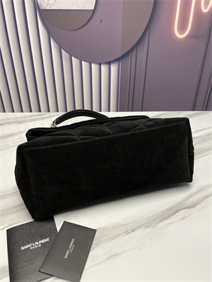 Y.S.L PUFFER MEDIUM In Suede Leather Silver Tone Metal Black Color