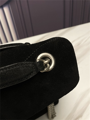 Y.S.L PUFFER MEDIUM In Suede Leather Silver Tone Metal Black Color