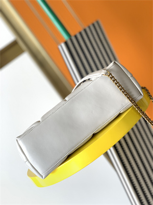 Y.S.L PUFFER SMALL  In Nappa Lambskin Gold Tone Metal White Color