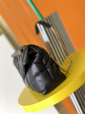 Y.S.L PUFFER SMALL  In Nappa Lambskin Gold Tone Metal Black Color