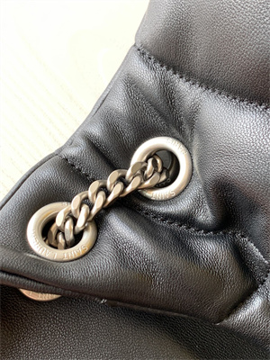 Y.S.L PUFFER SMALL  In Nappa Lambskin Silver Tone Metal Black Color