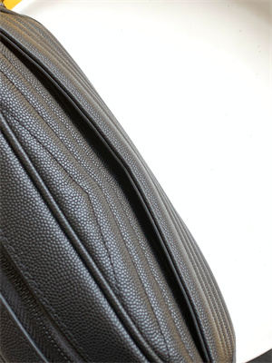 Y.S.L MINI LOU In Black Quilted Grain De Poudre Embossed Leather  Black Tone Metal