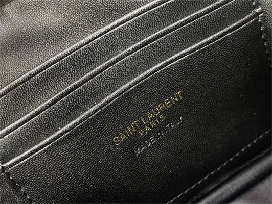 Y.S.L MINI LOU In Blue Quilted Grain De Poudre Embossed Leather  Gold Tone Metal